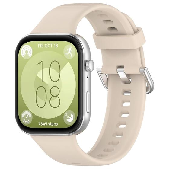 Microsonic Huawei Watch Fit 4 Kordon, Silicone Sport Band Bej