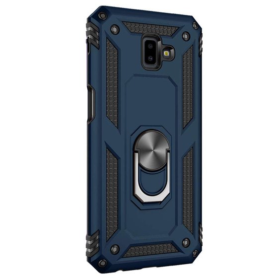 Microsonic Samsung Galaxy J6 Plus Kılıf Military Ring Holder Lacivert