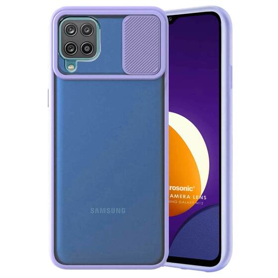 Microsonic Samsung Galaxy M32 4G Kılıf Slide Camera Lens Protection Lila