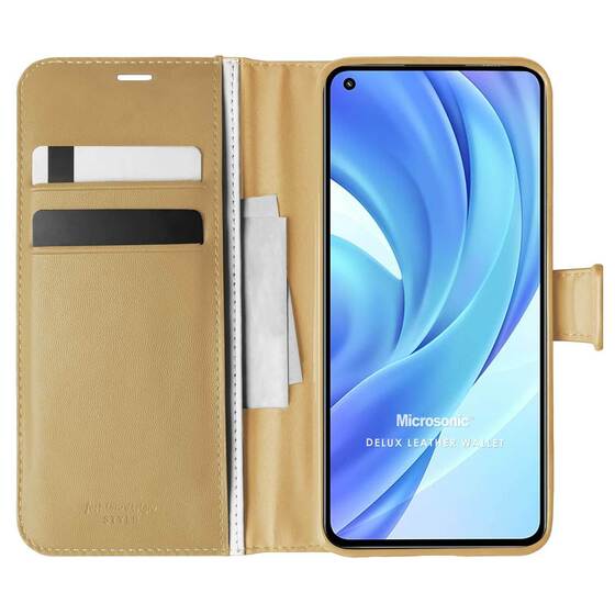 Microsonic Xiaomi Mi 11 Lite Kılıf Delux Leather Wallet Gold