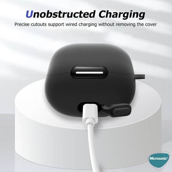 Microsonic Anker Soundcore Liberty 4 NC Kılıf Askılı Mat Silikon Lacivert