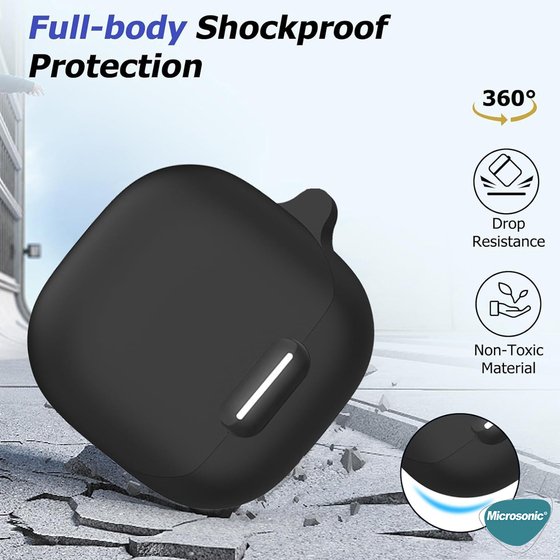 Microsonic Anker Soundcore Liberty 4 NC Kılıf Askılı Mat Silikon Lacivert