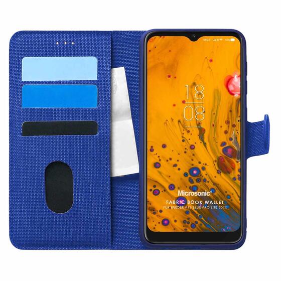 Microsonic Reeder P13 Blue Max Pro Lite 2022 Kılıf Fabric Book Wallet Lacivert