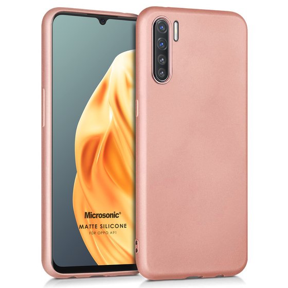 Microsonic Matte Silicone Oppo A91 Kılıf Rose Gold