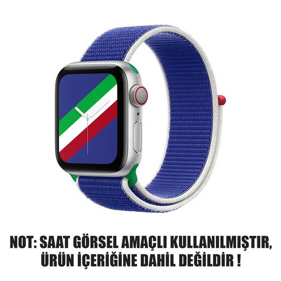 Microsonic Apple Watch Series 5 44mm Hasırlı Kordon Woven İtalya International Collection Spor Loop