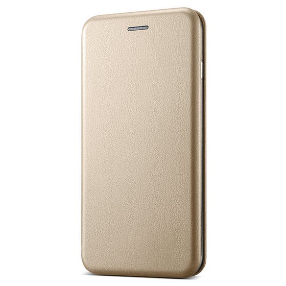 Microsonic Huawei Y7 2019 Kılıf Ultra Slim Leather Design Flip Cover Gold