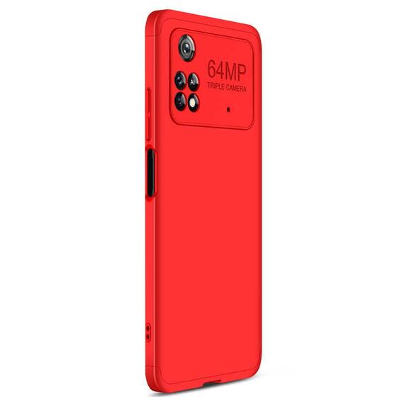 Microsonic Xiaomi Poco M4 Pro 4G Kılıf Double Dip 360 Protective Kırmızı