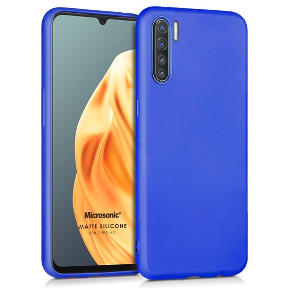 Microsonic Matte Silicone Oppo A91 Kılıf Mavi