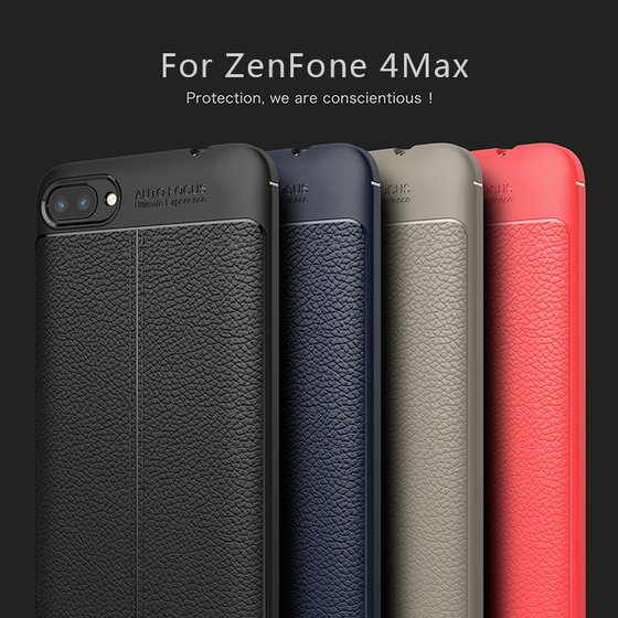 Microsonic Asus Zenfone 4 Max (5.5'') ZC554KL Kılıf Deri Dokulu Silikon Siyah