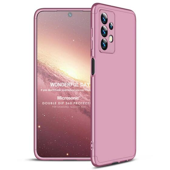 Microsonic Samsung Galaxy A23 Kılıf Double Dip 360 Protective Rose Gold