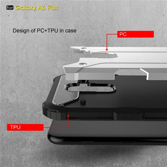 Microsonic Samsung Galaxy A6 Plus 2018 Kılıf Rugged Armor Gümüş