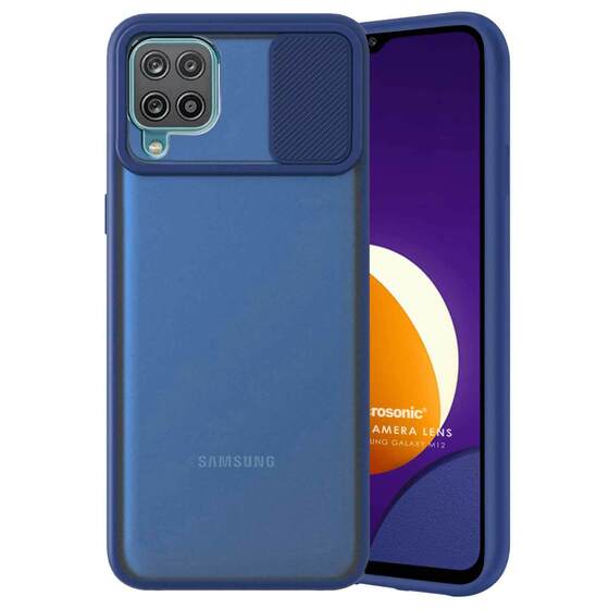 Microsonic Samsung Galaxy M32 4G Kılıf Slide Camera Lens Protection Lacivert