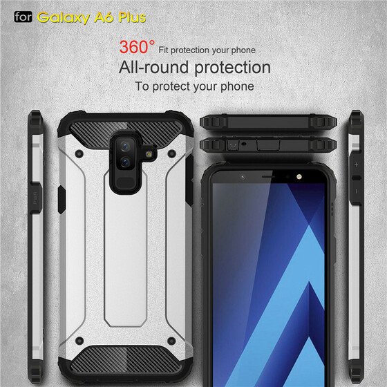 Microsonic Samsung Galaxy A6 Plus 2018 Kılıf Rugged Armor Siyah