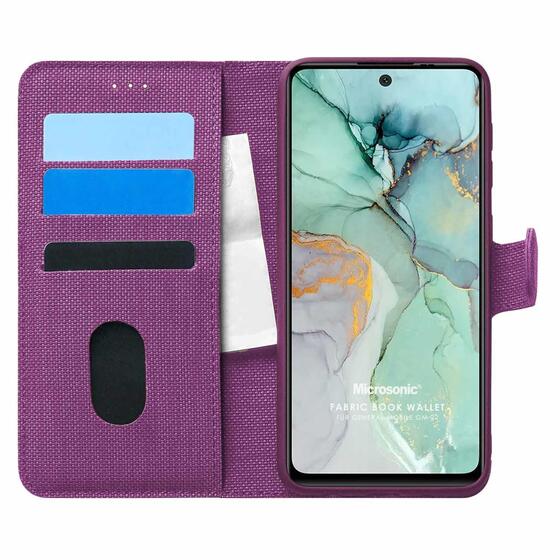 Microsonic General Mobile GM 22 Plus Kılıf Fabric Book Wallet Mor