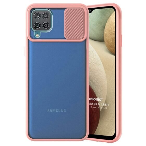 Microsonic Samsung Galaxy A12 Kılıf Slide Camera Lens Protection Rose Gold