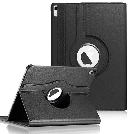 Microsonic Apple iPad Mini 7 Kılıf (A2993-A2995) 360 Rotating Stand Deri Siyah