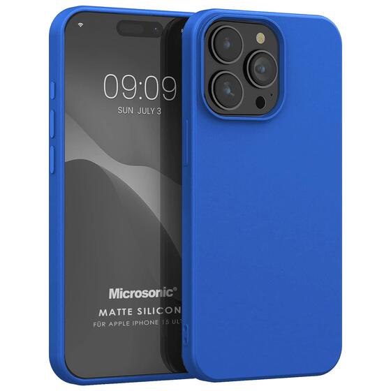 Microsonic Matte Silicone Apple iPhone 15 Pro Max Kılıf Mavi