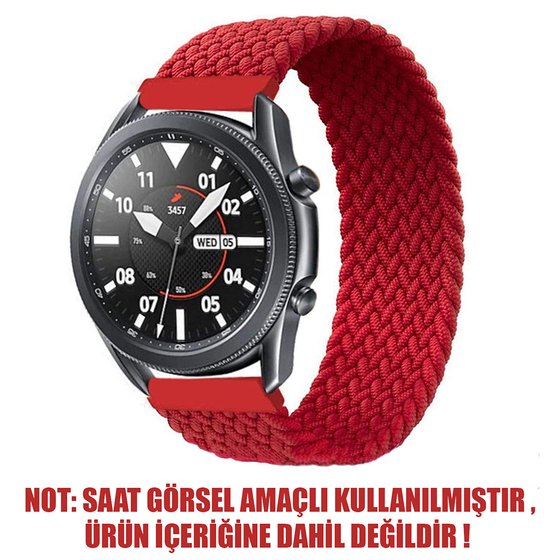 Microsonic Huawei Watch GT 3 SE Kordon, (Large Size, 165mm) Braided Solo Loop Band Kırmızı