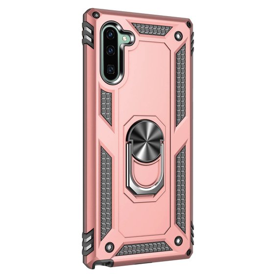 Microsonic Samsung Galaxy Note 10 Kılıf Military Ring Holder Rose Gold