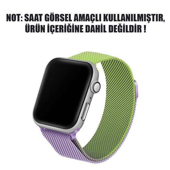 Microsonic Apple Watch SE 2022 40mm Dual Color Milanese Loop Kordon Yeşil Lila