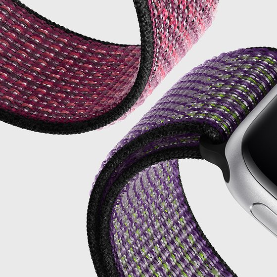 Microsonic Apple Watch Series 5 44mm Hasırlı Kordon Woven Sport Loop Electric Pink