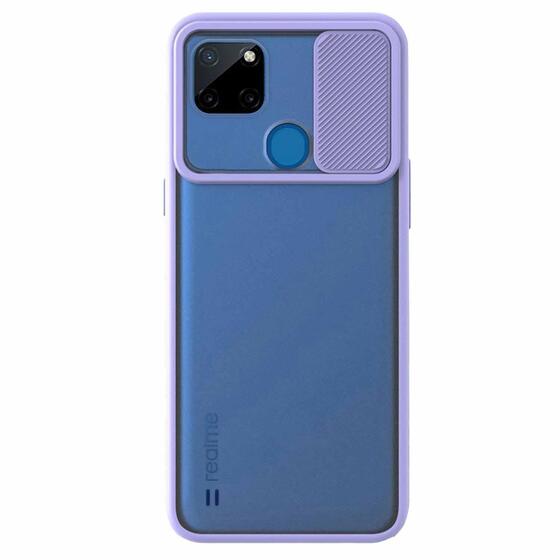 Microsonic Realme C21Y Kılıf Slide Camera Lens Protection Lila