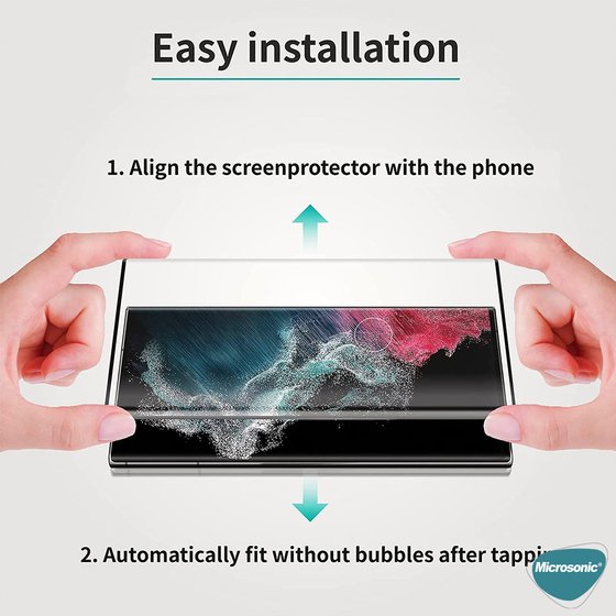 Microsonic Samsung Galaxy S23 Ultra Tam Kaplayan Temperli Cam Ekran Koruyucu Siyah