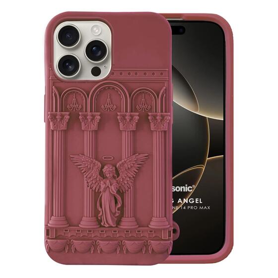 Microsonic Apple iPhone 14 Pro Max Kılıf Praying Angel Bordo