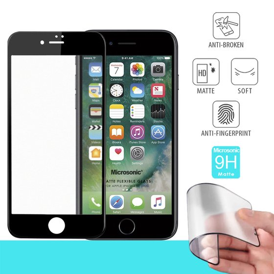 Microsonic Apple iPhone SE 2022 Seramik Matte Flexible Ekran Koruyucu Siyah