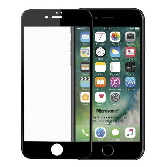 Microsonic Apple iPhone SE 2022 Seramik Matte Flexible Ekran Koruyucu Siyah