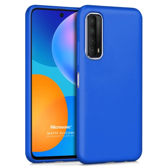 Microsonic Matte Silicone Huawei P Smart 2021 Kılıf Mavi