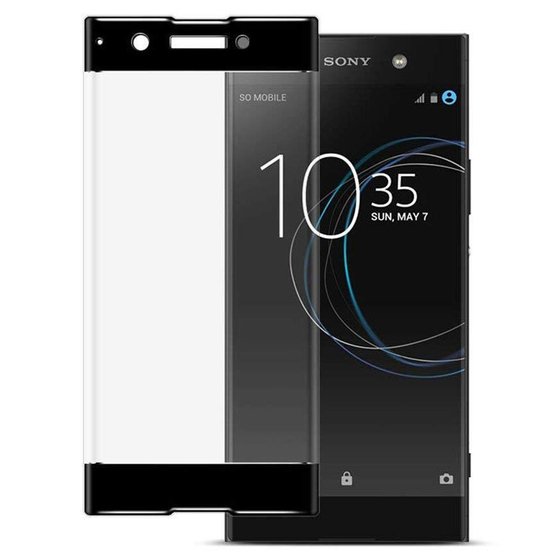 Microsonic Sony Xperia XA1 Plus Tam Kaplayan Temperli Cam Ekran koruyucu Kırılmaz Film Siyah