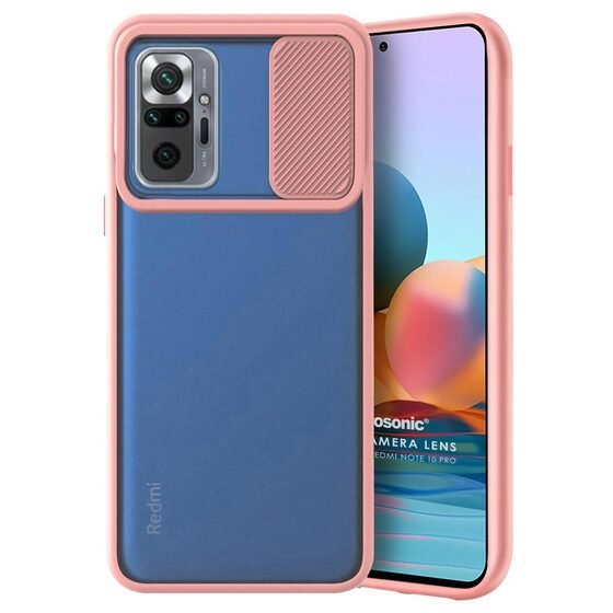 Microsonic Xiaomi Redmi Note 10 Pro Max Kılıf Slide Camera Lens Protection Rose Gold