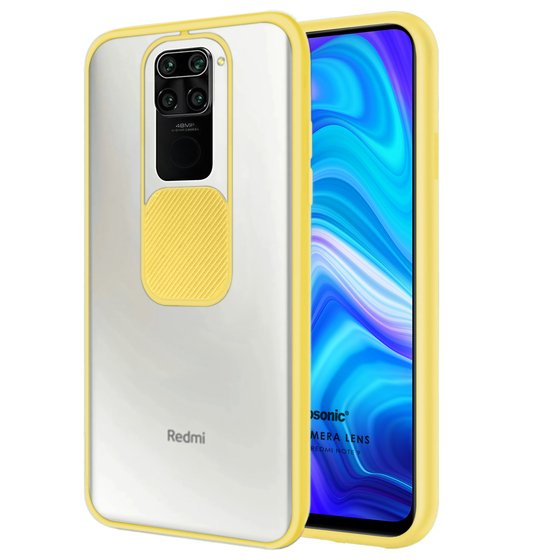 Microsonic Xiaomi Redmi Note 9 Kılıf Slide Camera Lens Protection Sarı