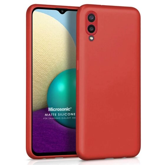 Microsonic Matte Silicone Samsung Galaxy A02 Kılıf Kırmızı