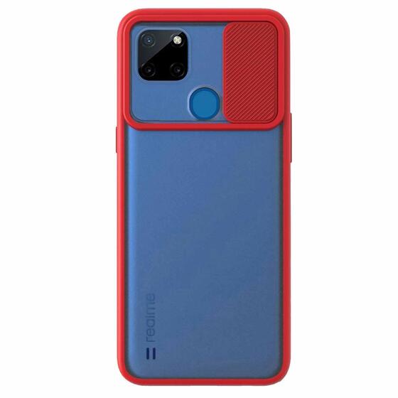 Microsonic Realme C21Y Kılıf Slide Camera Lens Protection Kırmızı