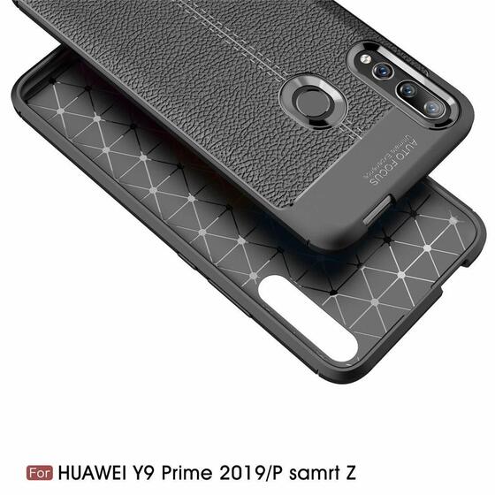 Microsonic Huawei P Smart Z Kılıf Deri Dokulu Silikon Siyah