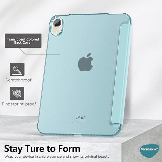 Microsonic Apple iPad Mini 7 Kılıf (A2993-A2995) Slim Translucent Back Smart Cover Pembe