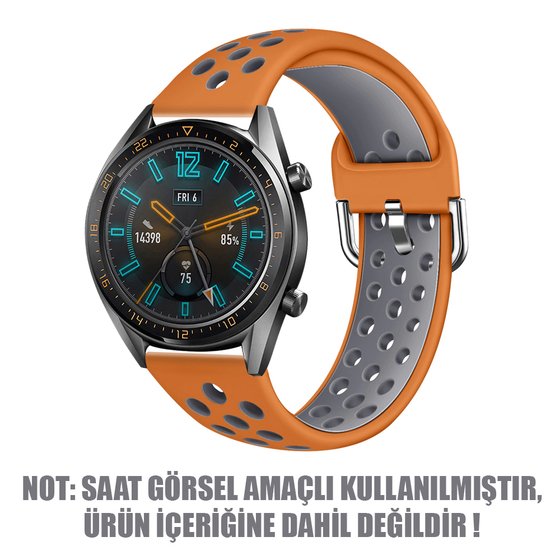 Microsonic Oppo Watch 41mm Rainbow Sport Band Kordon Turuncu Koyu Gri ( Siyah Pimli )