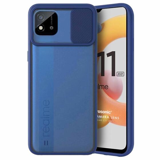 Microsonic Realme C11 2021 Kılıf Slide Camera Lens Protection Lacivert