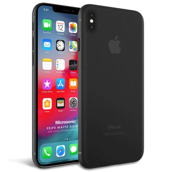 Microsonic Apple iPhone XS Kılıf Peipe Matte Silicone Siyah