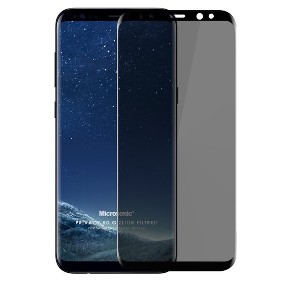 Microsonic Samsung Galaxy S8 Plus Privacy 5D Gizlilik Filtreli Cam Ekran Koruyucu Siyah