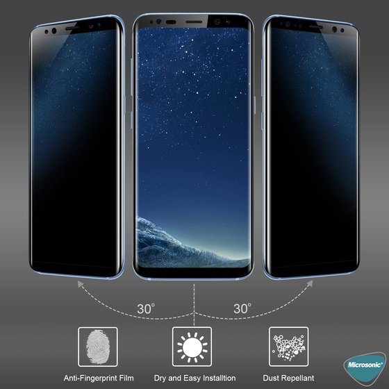 Microsonic Samsung Galaxy S8 Plus Privacy 5D Gizlilik Filtreli Cam Ekran Koruyucu Siyah