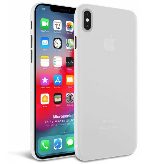 Microsonic Apple iPhone XS Kılıf Peipe Matte Silicone Beyaz