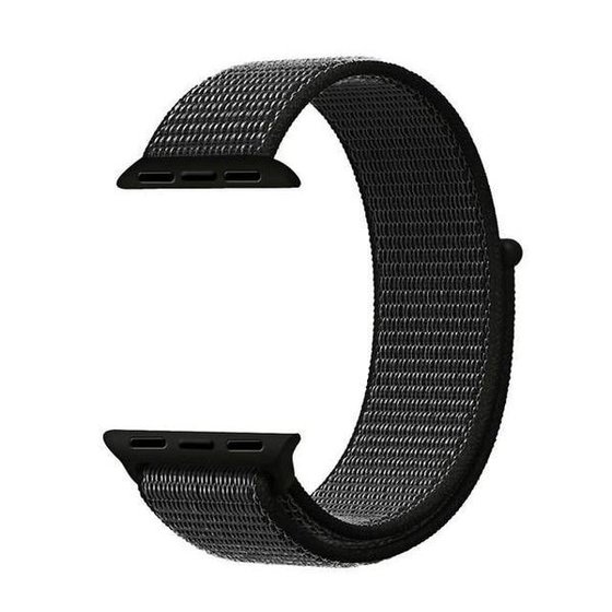 Microsonic Apple Watch Series 4 44mm Hasırlı Kordon Woven Sport Loop Black