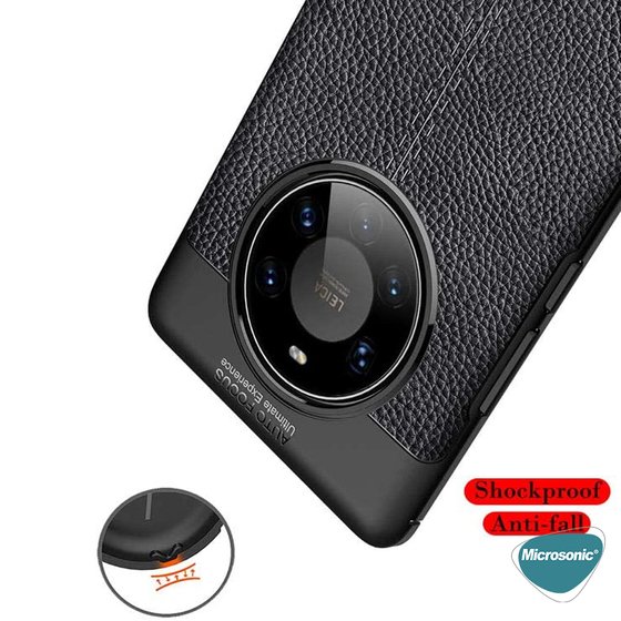 Microsonic Huawei Mate 40 Pro Kılıf Deri Dokulu Silikon Lacivert