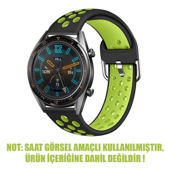 Microsonic Oppo Watch 41mm Rainbow Sport Band Kordon Siyah Yeşil ( Gümüş Pimli )