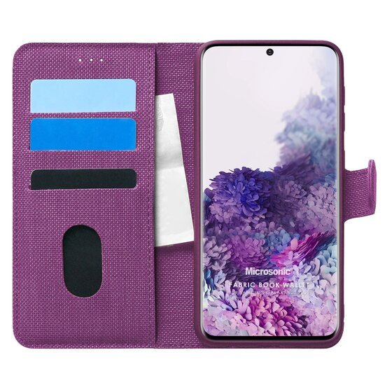 Microsonic Samsung Galaxy S20 Plus Kılıf Fabric Book Wallet Mor