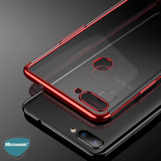 Microsonic Oppo A12 Kılıf Skyfall Transparent Clear Kırmızı