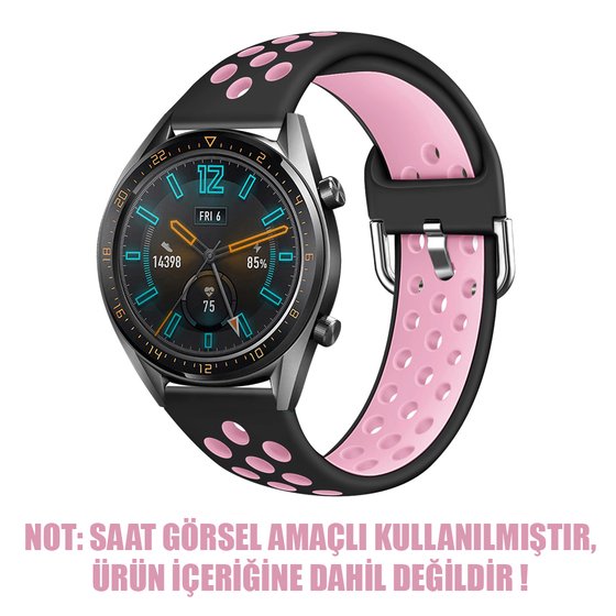 Microsonic Oppo Watch 41mm Rainbow Sport Band Kordon Siyah Pembe ( Siyah Pimli )